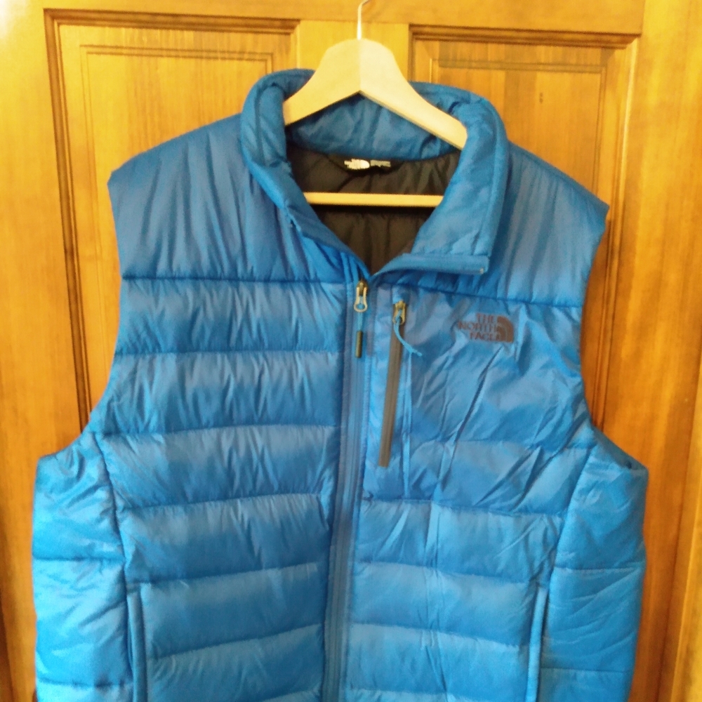 North Face blue puffy vest men's XL